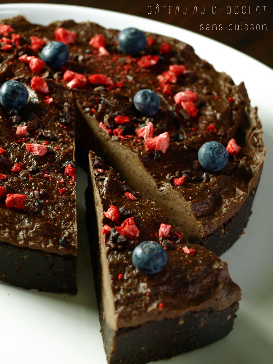 Gâteau au chocolat sans cuisson, sans gluten (vegan)